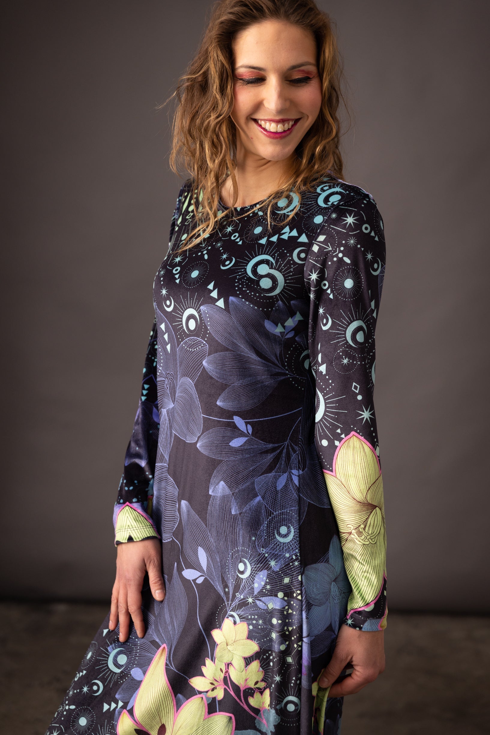 Robe velours THEODORA Mandala Emeraude