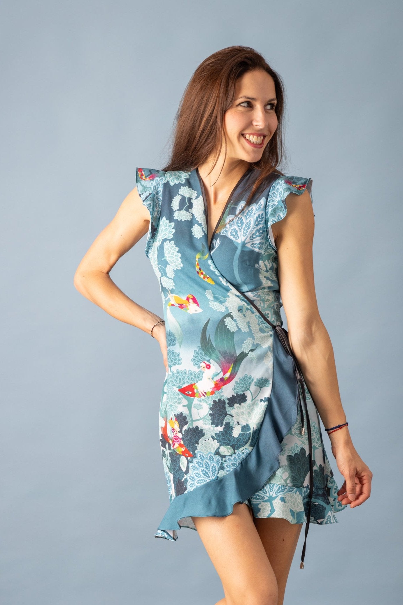 Robe imprimée à volants BARBARA ONDINE