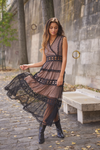 Robe longue en dentelle ELLIE NOIR