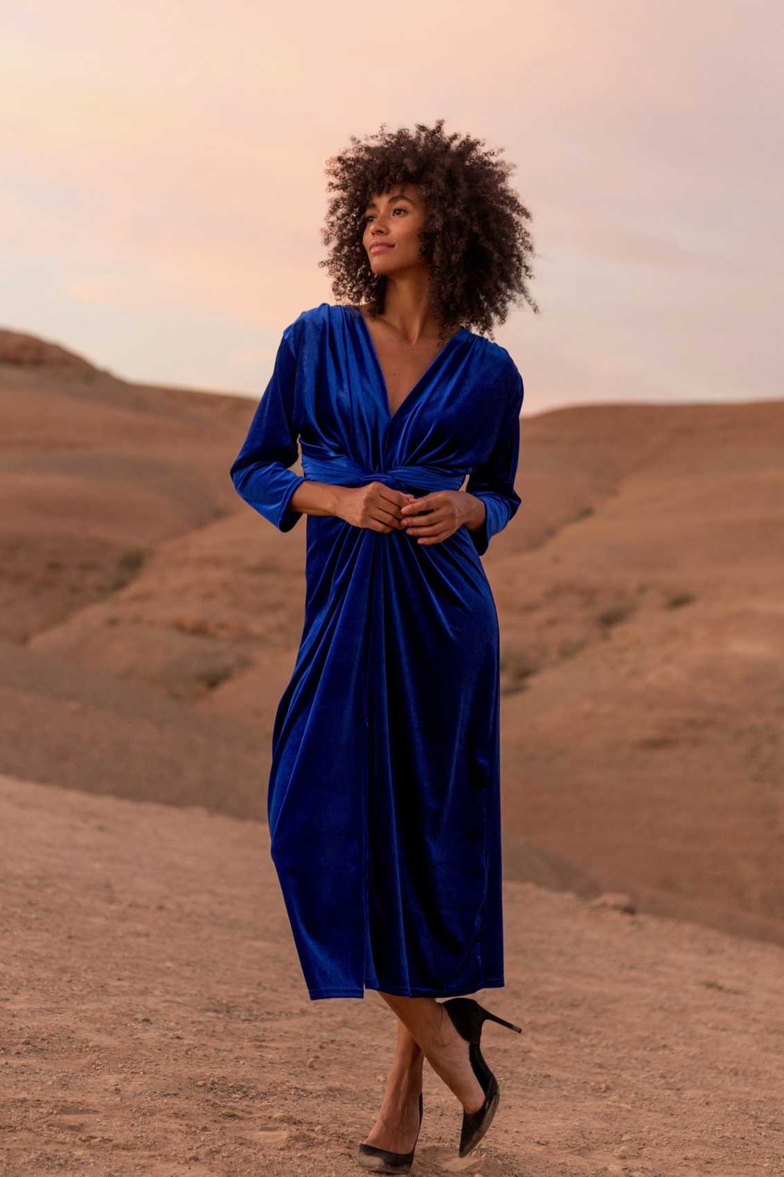 Robe velours PAOLA Bleu