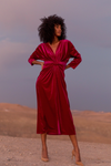 Robe velours PAOLA Fuchsia